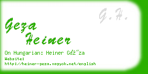 geza heiner business card